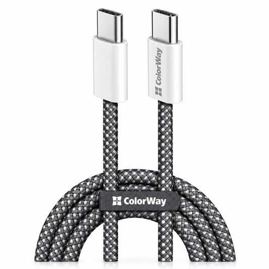 Data cable USB-C to USB-C 1.0m 60W 3.0A black ColorWay (CW-CBPDCC061-BK)