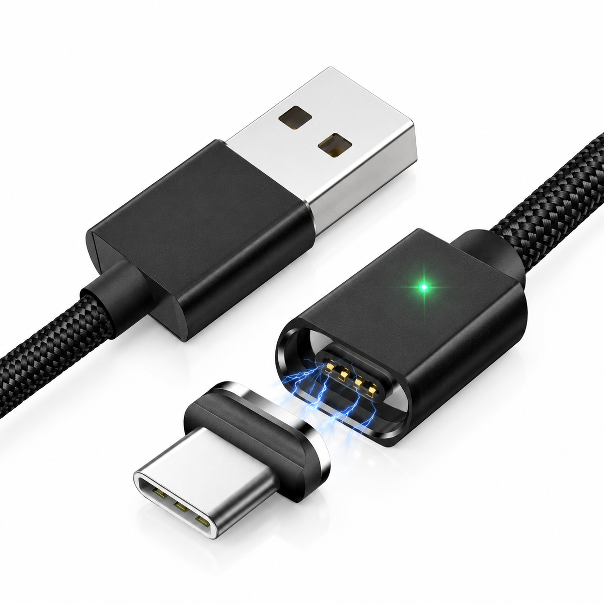 Кабель магнітний USB — Type-C Essager, швидка зарядка 5 А, 1 м, чорний