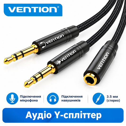 Multimedia cable Jack 3.5mm 4pin F to 2X 3.5mm M Vention (BBTBY)