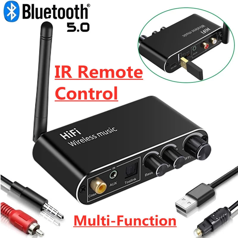Перехідник аудіо оптика/Bluetooth/коакс to 2*RCA + 3.5mm з регулюванням гучності Vikefon T01
