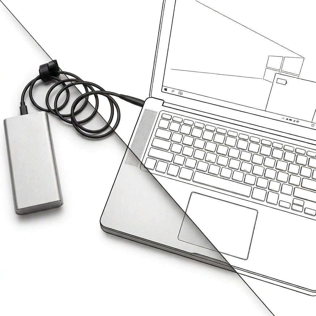 USB Type-C 100W power cable and DC 5.5×1.7 adapter for laptop charging, 78328