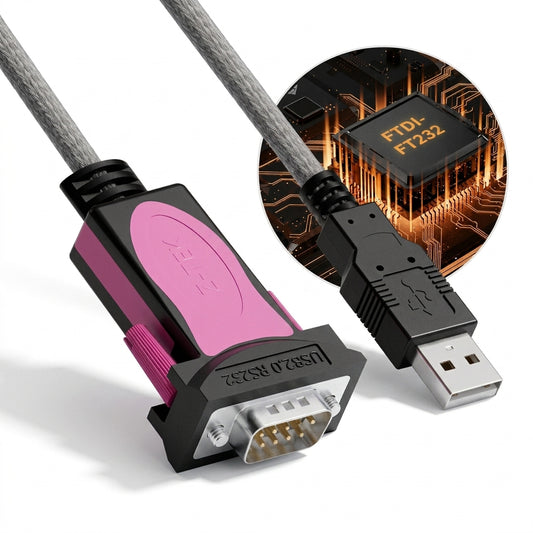 USB to RS232 Cable, FTDI, 1 meter, pink