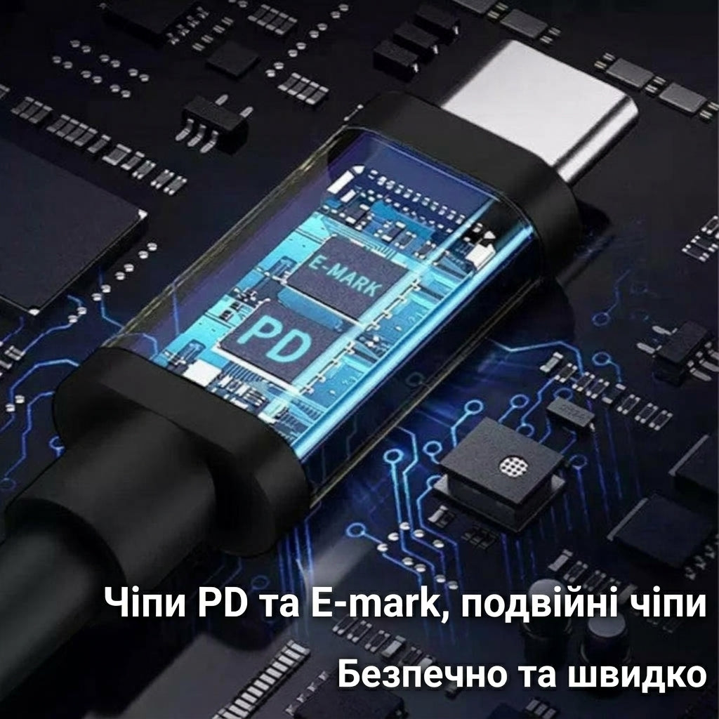 USB Type-C 100W кабель живлення та перехідник DC 5.5×1.7 для зарядки ноутбука, 78328