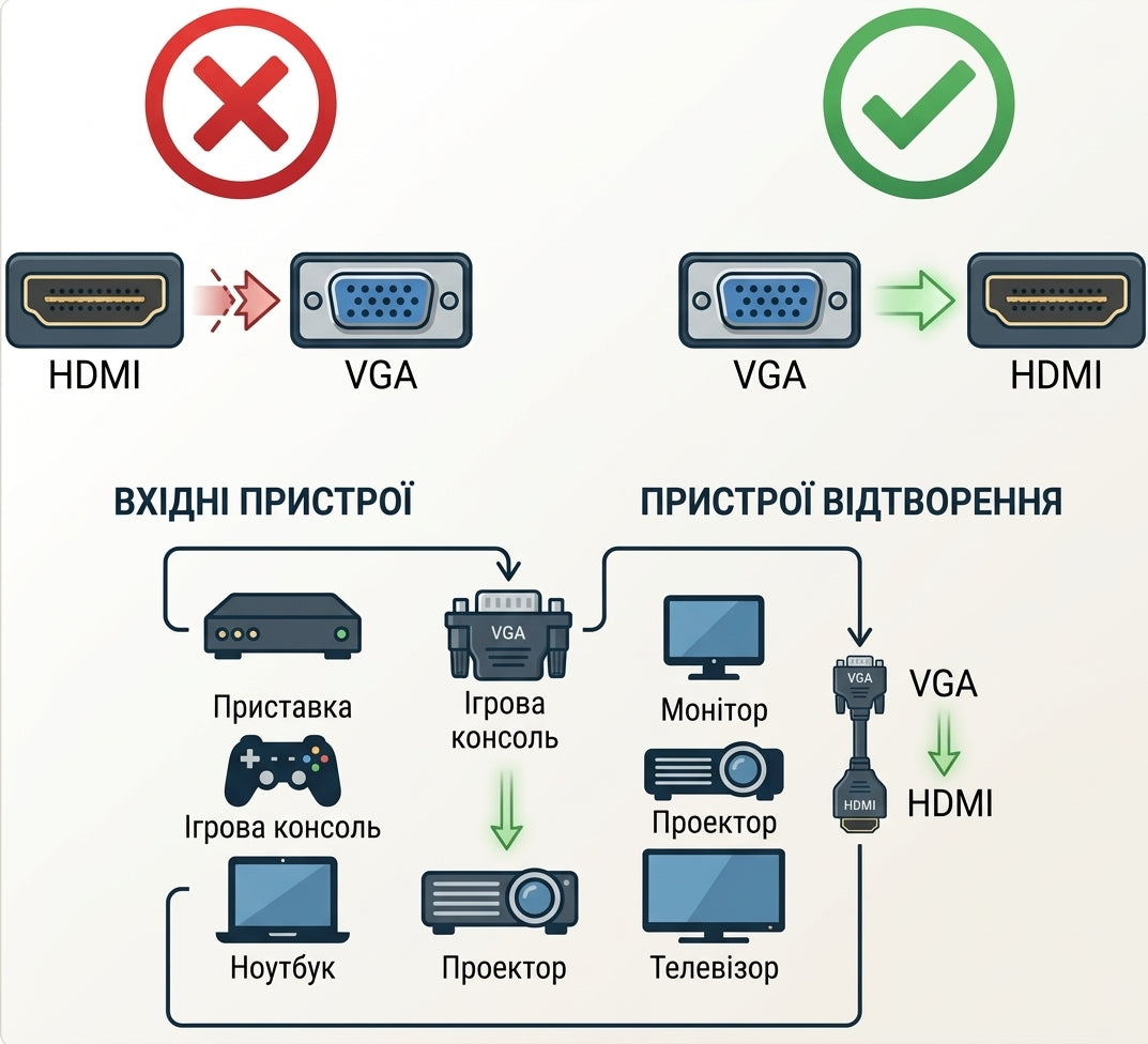 Перехідник VGA to HDMI дод. живлення та аудіо 3.5мм