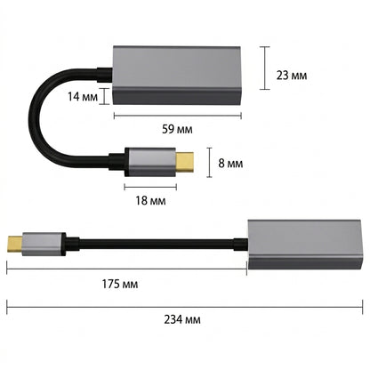 Мережевий адаптер USB 3.0 Type-C — RJ45 Gigabit LAN 1000/100 Мбіт/с