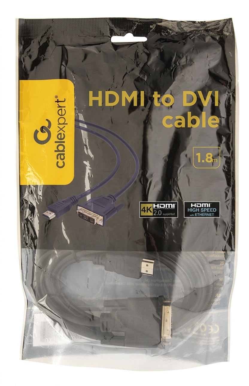 Кабель HDMI - DVI 18+1pin M/ 1.8м Cablexpert CC-HDMI-DVI-6
