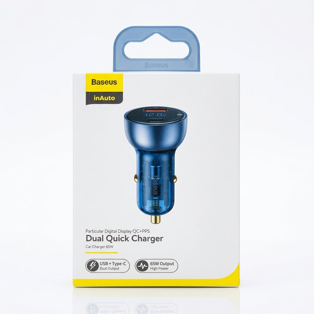 Baseus 65W car charger PPS PD/QC4.0 USB-C/USB-A