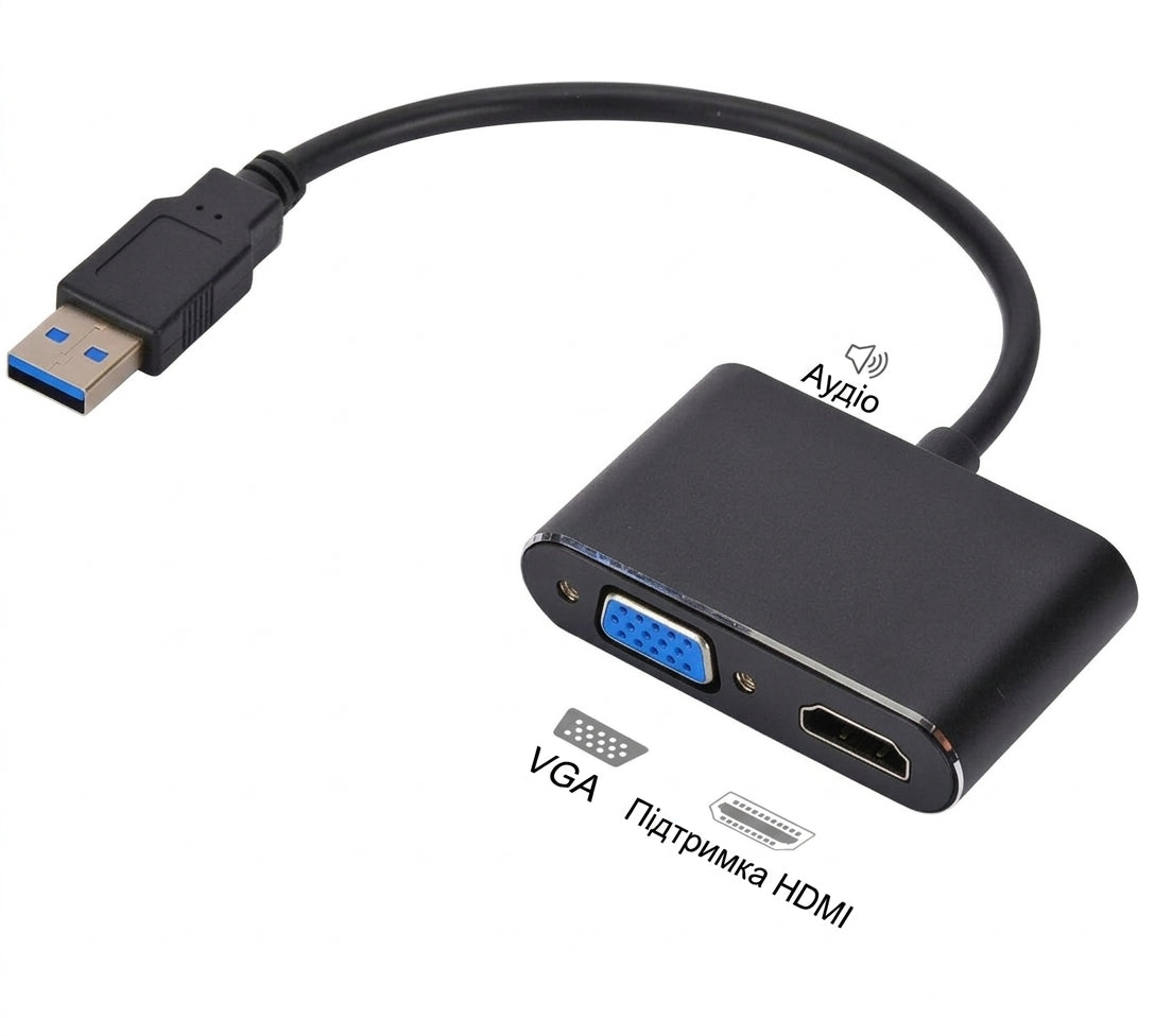 USB to HDMI and VGA adapter for connecting an additional monitor