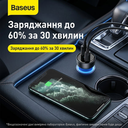 Baseus 65W car charger PPS PD/QC4.0 USB-C/USB-A
