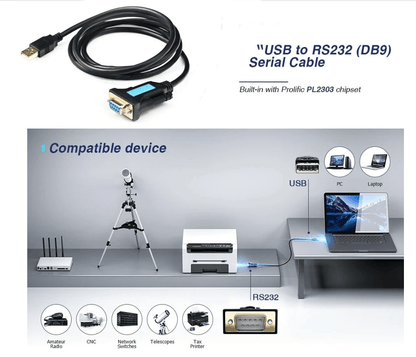 Кабель USB-RS232 female, 1.5м, Prolific PL2303; Vention; grey-blue