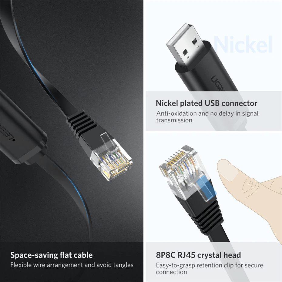 Кабель консольный для маршрутизатора Cisco; 3.0м; USB RS232 (RJ45) Ugreen 60813