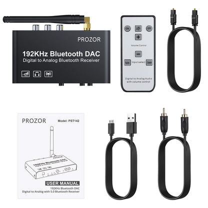 Перехідник аудіо оптика/коаксіал/Bluetooth to 2 RCA + 3.5мм з регулюванням гучності з ІЧ-пультом дистанційного керування Prozor 7P-55
