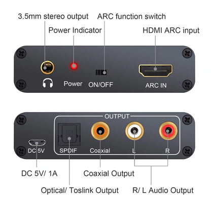 HDMI ARC перехідник аудіо для ТБ у тюльпан/3.5/оптика/коаксіал Neoteck