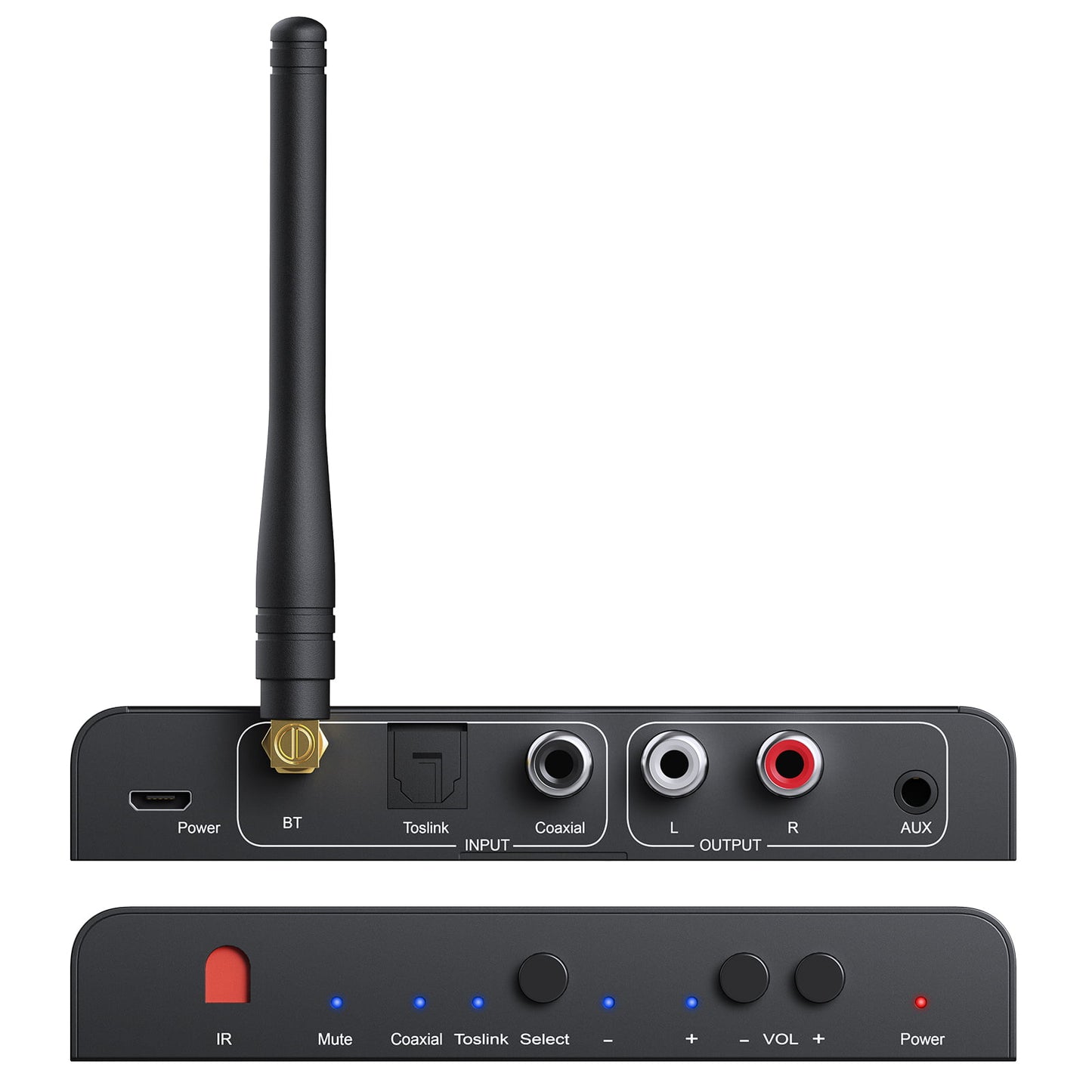 Перехідник аудіо оптика/коаксіал/Bluetooth to 2 RCA + 3.5мм з регулюванням гучності з ІЧ-пультом дистанційного керування Prozor 7P-55