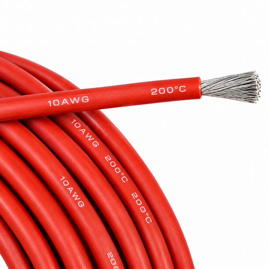 Кабель силовой 10AWG (5.3 мм²) медный луженый в силиконовой изоляции, 1 метр, красный