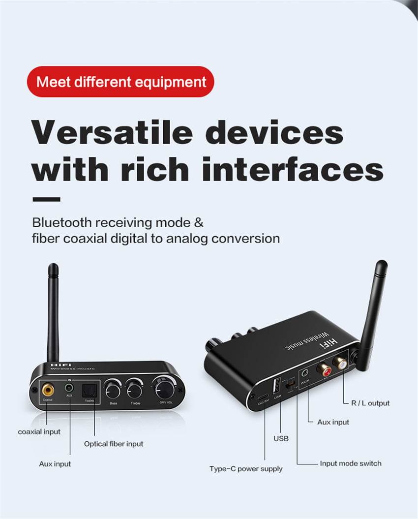 Перехідник аудіо оптика/Bluetooth/коакс to 2*RCA + 3.5mm з регулюванням гучності Vikefon T01