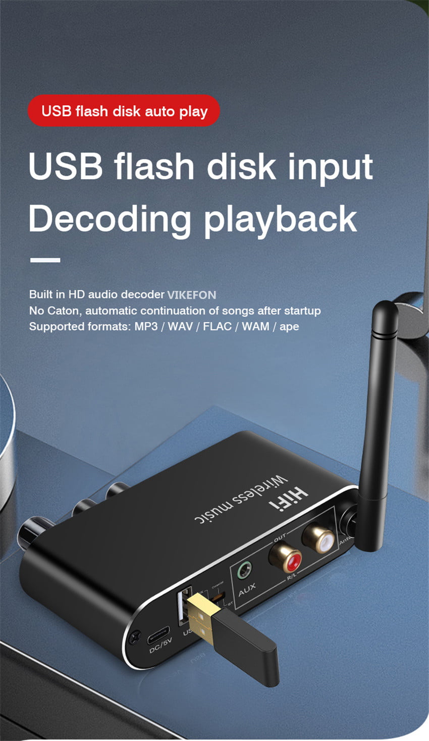 Перехідник аудіо оптика/Bluetooth/коакс to 2*RCA + 3.5mm з регулюванням гучності Vikefon T01