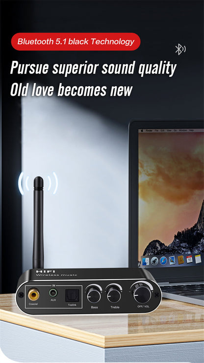 Перехідник аудіо оптика/Bluetooth/коакс to 2*RCA + 3.5mm з регулюванням гучності Vikefon T01