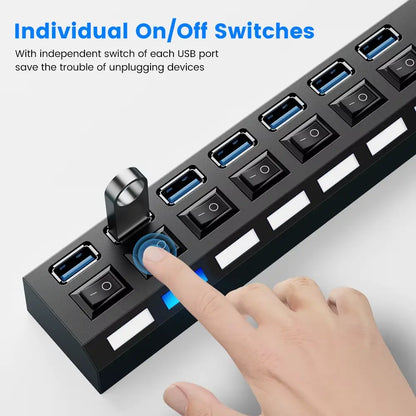HUB USB 7-ports USB 3.0, активний, з блоком живлення
