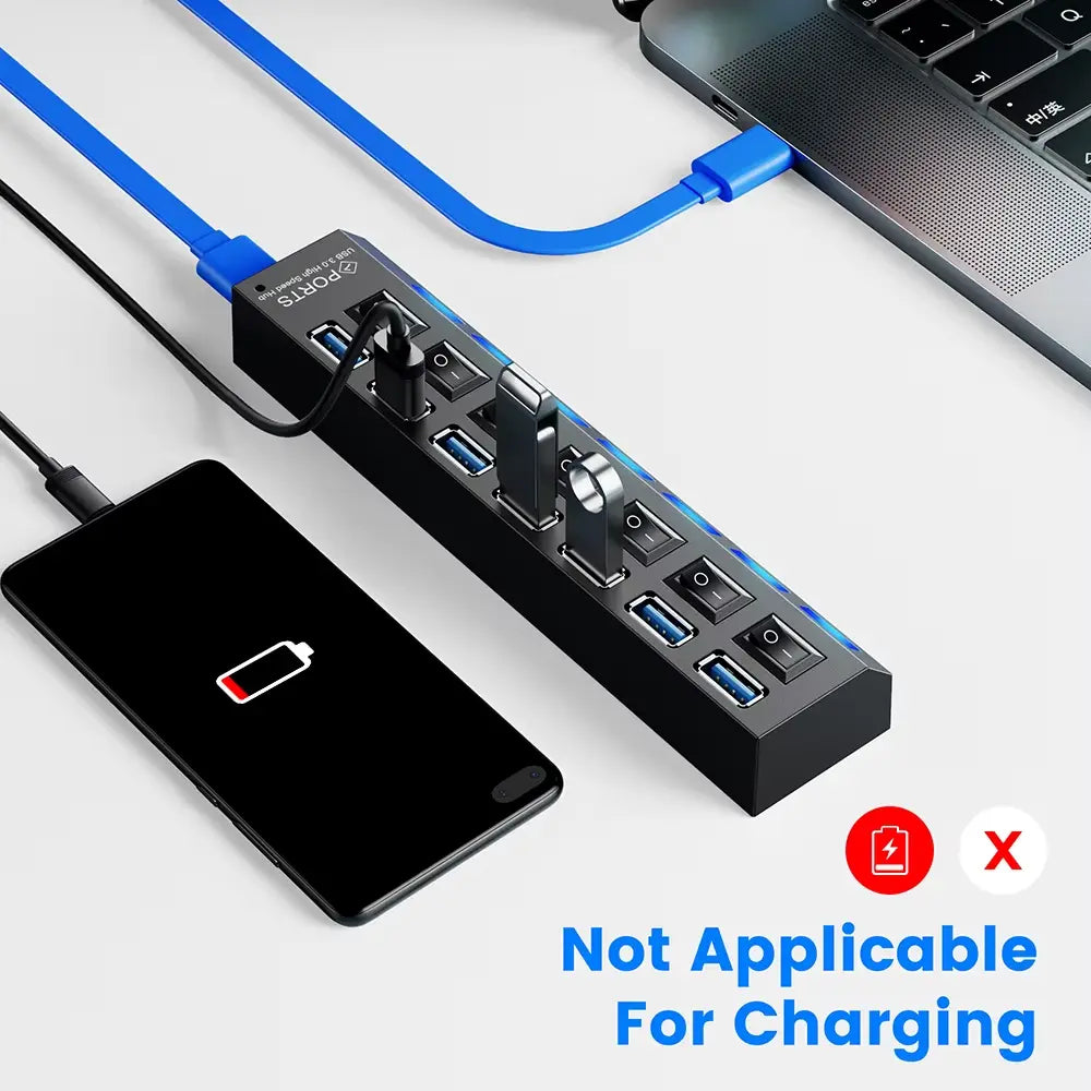 HUB USB 7-ports USB 3.0, активний, з блоком живлення