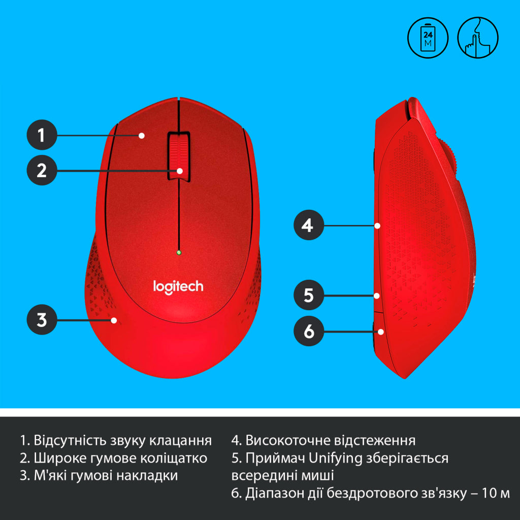 Мышка Logitech M330 Silent Plus Red (910-004911)
