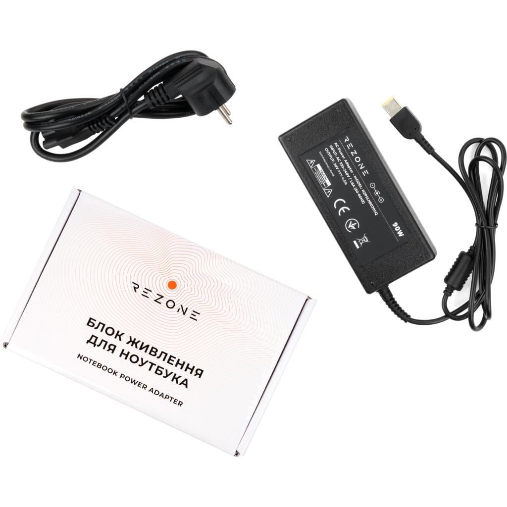 Адаптер питания для ноутбука Rezone Lenovo 90W 20V 4.5A разъем square (RZPSLN9020SQ)
