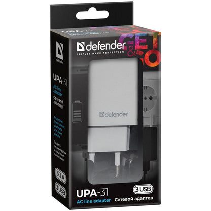 Зарядное устройство для Defender UPA-31 white, 3xUSB, 5V / 3.1A (83587)
