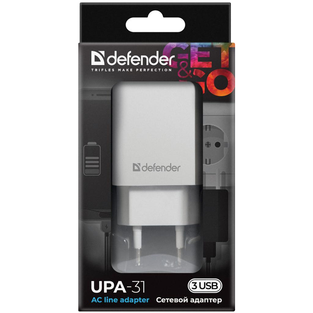 Зарядное устройство для Defender UPA-31 white, 3xUSB, 5V / 3.1A (83587)