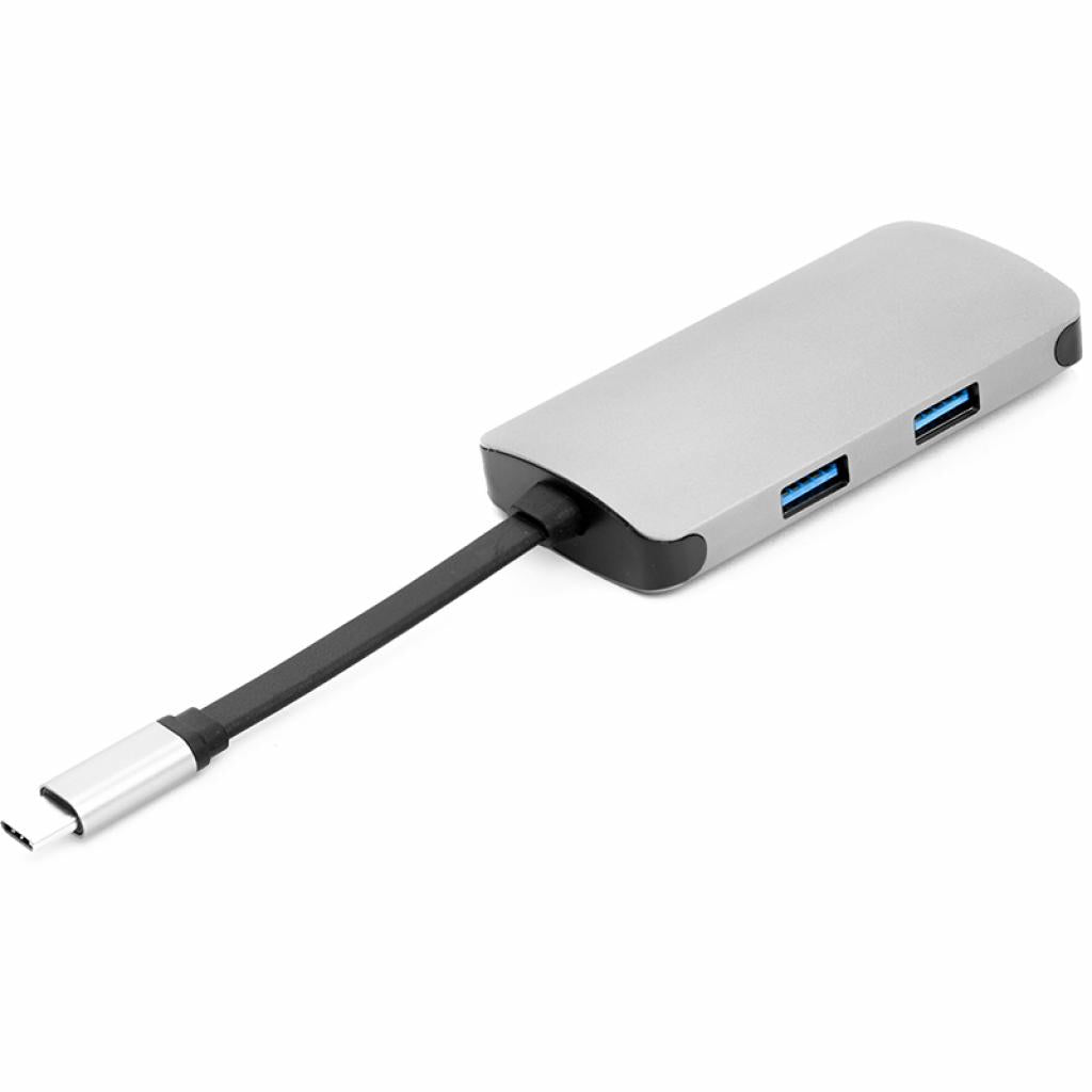 Концентратор PowerPlant Type-C – HDMI 4K, USB 3.0, USB Type-C, RJ45 (CA911691)