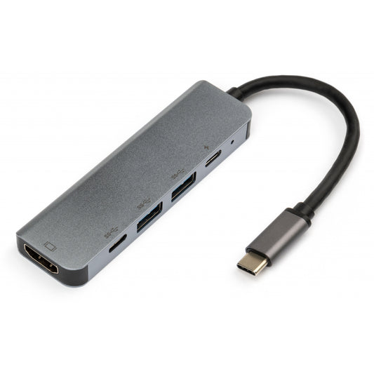 Концентратор Vinga Type-C to 4K HDMI+2*USB3.0+PD+USB-C 3.1 Gen1 алюминий (VCPHTC5AL)