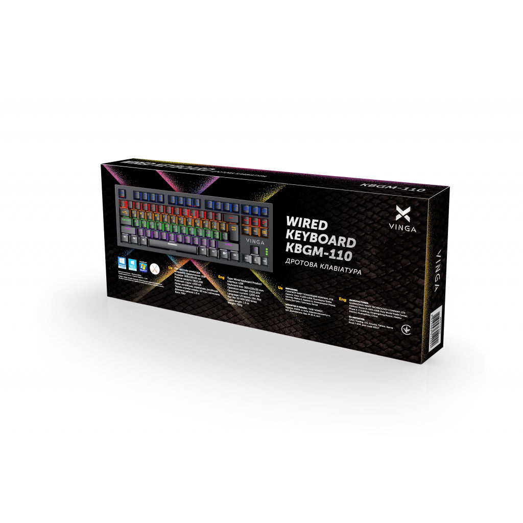 Клавиатура Vinga KBGM-110 87 key LED Blue Switch USB Black
