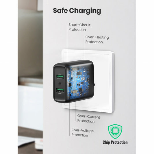 Зарядное устройство для Ugreen CD161 36W 2xUSB QC 3.0 Charger (Black) (10216)