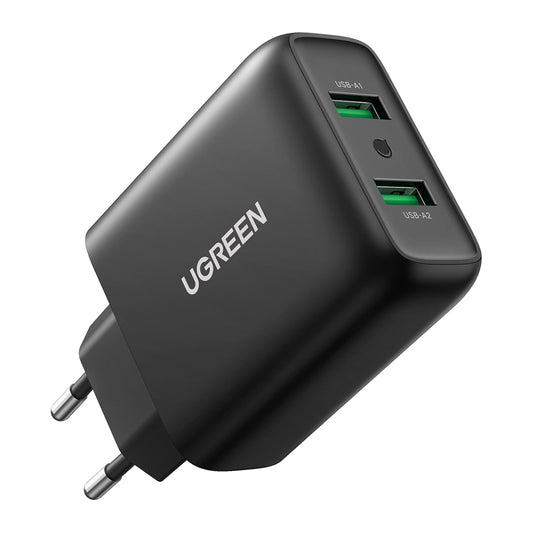 Зарядное устройство для Ugreen CD161 36W 2xUSB QC 3.0 Charger (Black) (10216)