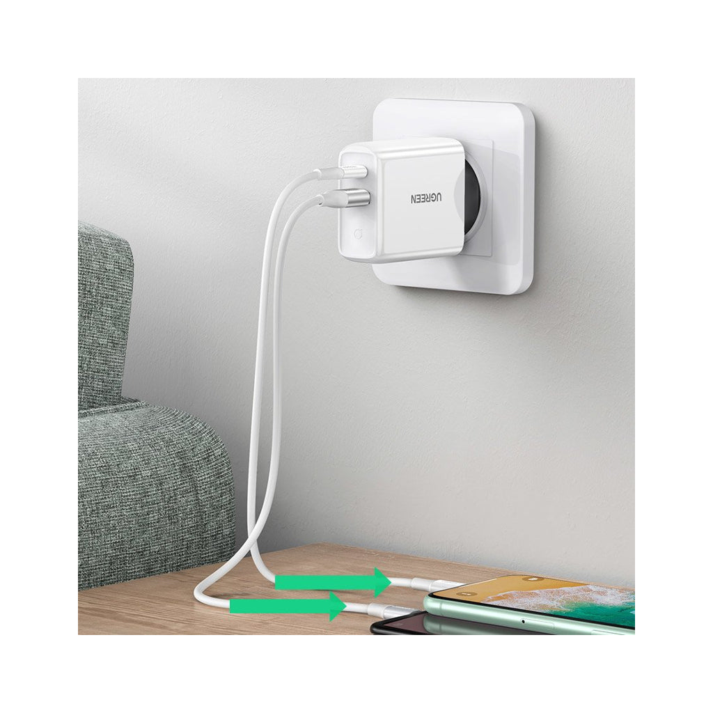Зарядное устройство для Ugreen CD170 36W USB + Type-C Charger (White) (60468)