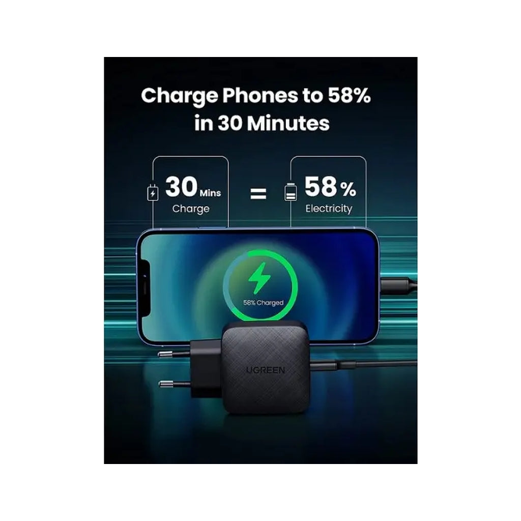 Зарядний пристрій Ugreen CD217 65W Type-C PD GaN Charger (70817)