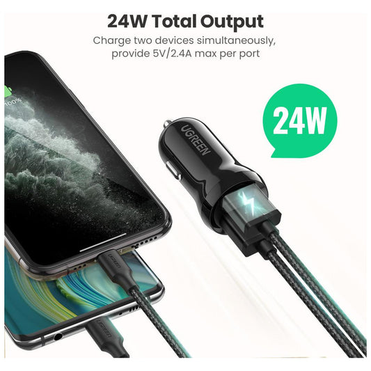 Зарядное устройство для Ugreen ED018 24W 2xUSB Car Charger (Black) (50875)
