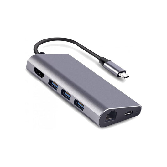 Концентратор Dynamode USB3.1 Type-C to HDMI, 3хUSB3.0, RJ45, USB Type-C Female, SD