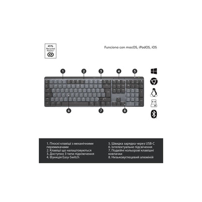 Клавиатура Logitech MX Mechanical Wireless Illuminated Performance Graphite (920-010757)