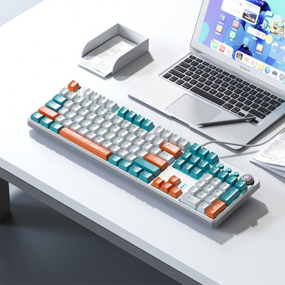 Клавиатура Aula F2088 PRO Plus 9 Orange Keys KRGD Blue USB RU White/Blue