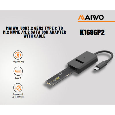 Зовнішня кишеня M.2 NVMe/SATA USB3.2 Gen2 Type-C Maiwo K1696P2