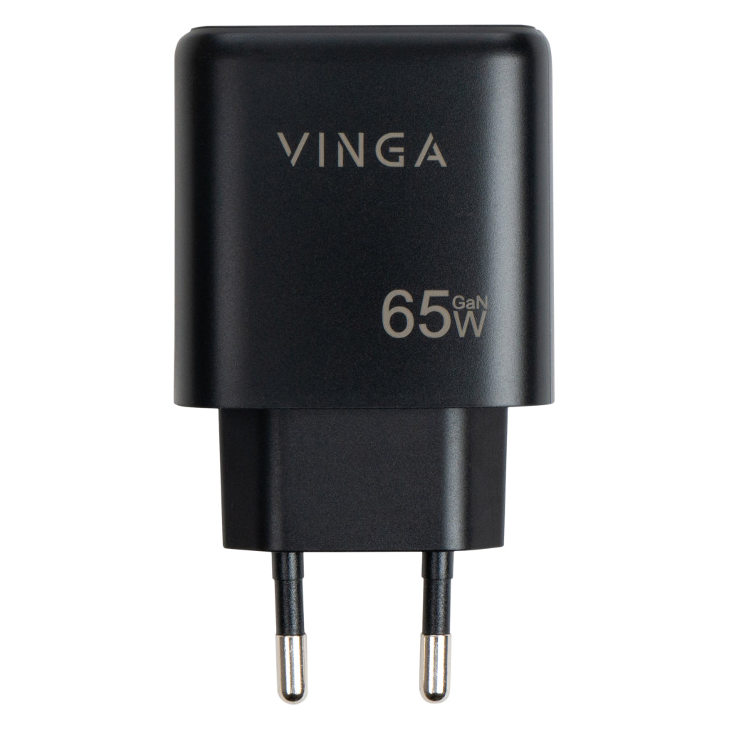 Зарядний пристрій Vinga GaN 65W PD+QC (VCPCHCCA65B)