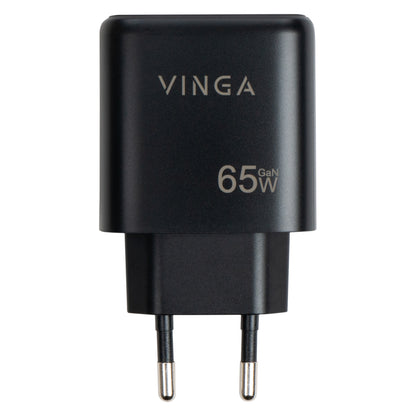 Зарядний пристрій Vinga GaN 65W PD+QC (VCPCHCCA65B)