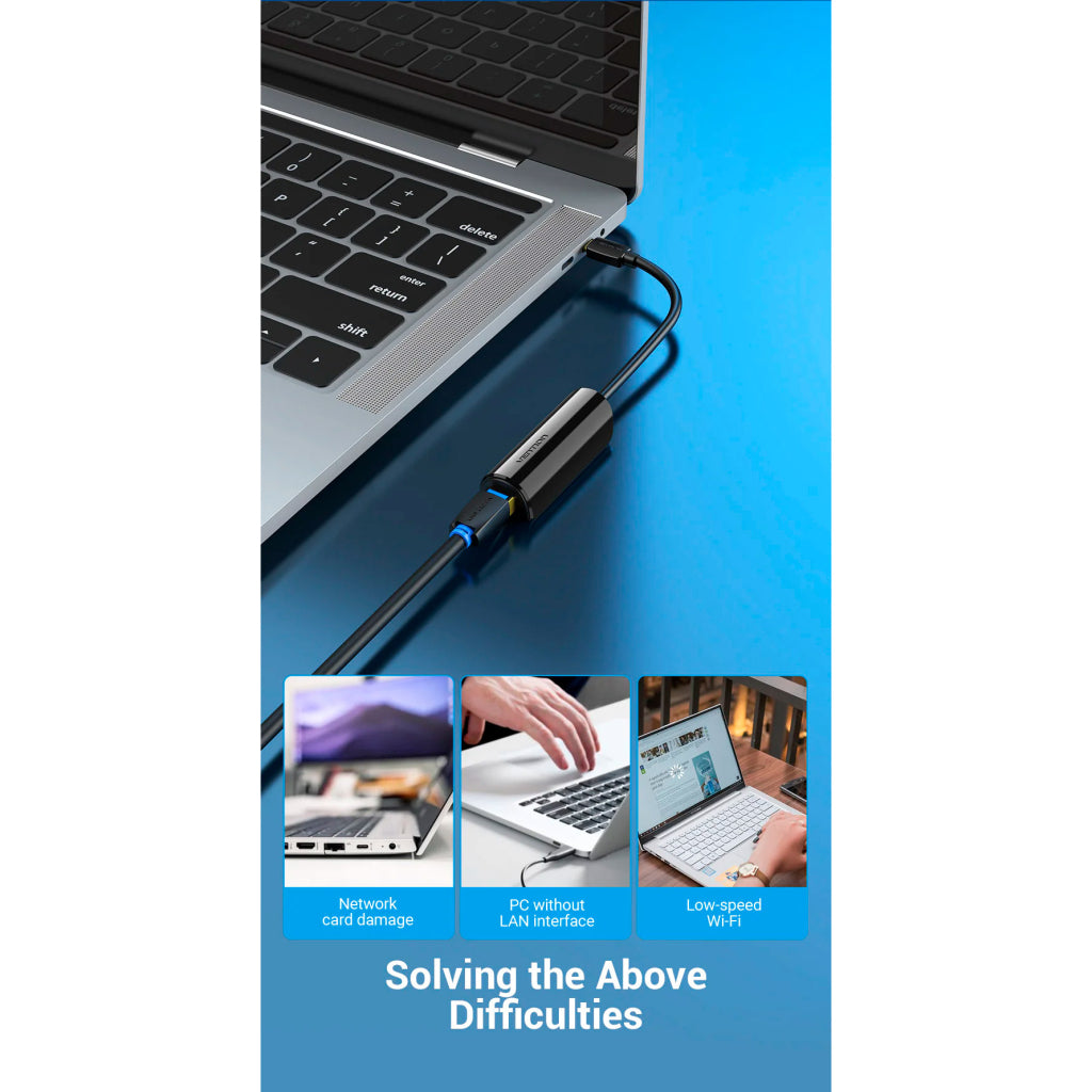 Переходник USB3.1 Type-C to Ethernet RJ45 1000 Mb Gigabit Vention CFBBB