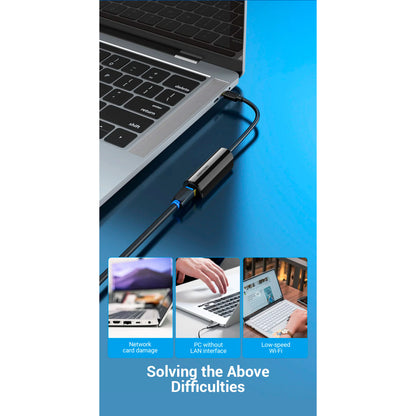 Переходник USB3.1 Type-C to Ethernet RJ45 1000 Mb Gigabit Vention CFBBB