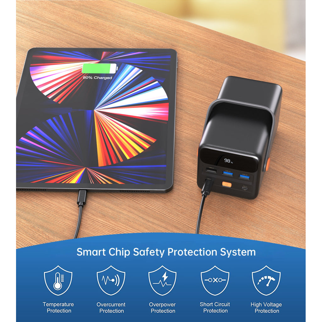 Универсальная батарея Choetech 50000mAh, PD/3.0/65W, QC/3.0/18W, USB-C, 3*USB-A, mirco USB, LED Light (B664-CCBE)