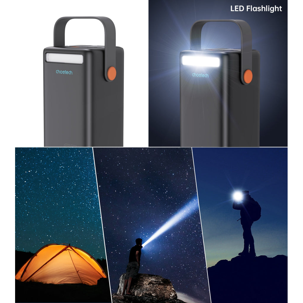 Универсальная батарея Choetech 50000mAh, PD/3.0/65W, QC/3.0/18W, USB-C, 3*USB-A, mirco USB, LED Light (B664-CCBE)