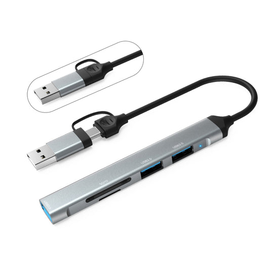 Концентратор Dynamode 5-in-1 USB Type-C/Type-A to 1xUSB3.0, 2xUSB 2.0, card-reader SD/MicroSD (DM-UH-514)