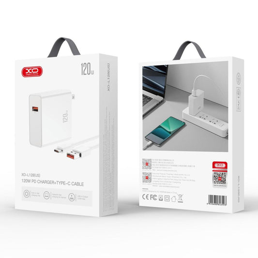 Зарядное устройство для XO L128 120W с cable Type-C white (XO-L128-WH)