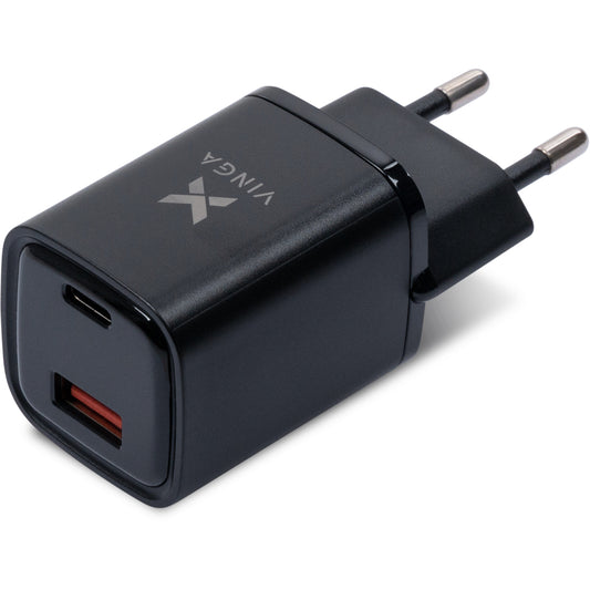 Зарядное устройство Vinga USB-C PD30W + USB-A QC30W Display 33W Max (VCR30ACDB)