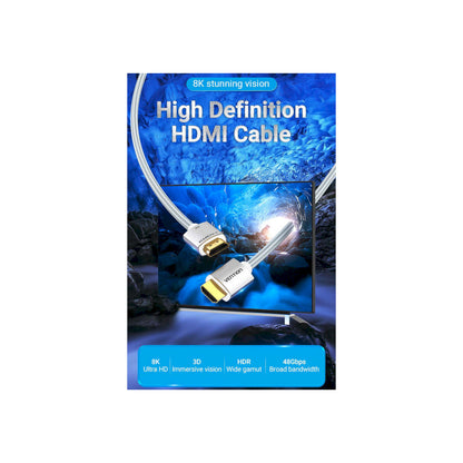 Кабель HDMI to HDMI 1.5m V2.1 8K 60Hz Silver Metal Type Vention (ALCIG)